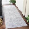 Superior Large Indoor Runner Rug, Modern Floor Decor, Living/Dining Room, Kitchen, Office, Entry, Distressed Floral, Geometric Medallion, Cotton Backing, Huda Collection, 2′ 6″ x 7′ 6″, Charcoal(Charcoal 01)