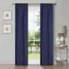 Superior Linen Textured Blackout Curtain Set of 2, Thermal Insulated Panel Pair with Grommet Top Header, Classic Natural Look Room Darkening Drapes, Available in 4 Lengths – Cream, 52”x84” each(Navy Blue)