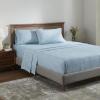 Superior Melange Flannel Cotton Sheet Set, Ultra-Soft Brushed Sheets, Modern, Farmhouse Bedding, Basics, Includes; Flat Sheet, Elastic Deep Pocket Fitted Sheet, Pillowcases, King, Fig Plum(Washed Blue)