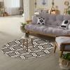 Superior Modern Geometric Art-Deco Trellis Power-Loomed Indoor Area Rug, 5′ Round, Gray