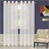 Superior Quality Lightweight Embroidered Imperial Trellis Sheer Stainless Grommets Window Treatment Curtain Panel (Set of 2) 52″ x 96″ – White(Champagne)
