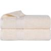 Superior Rayon from Bamboo Cotton Blend Bath Towel Set, Ideal for Bathroom, Guest Bath, Gym, Spa, Bathroom Decor, Home Essentials, Includes; 2 Bath Towels, 2 Pack, 30” x 54″, Ivory