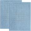 Superior Striped Bath Mat 2-Pack, 100% Combed Cotton, Luxury Spa Ribbed Texture, Durable and Washable Bathroom Mats – Aster Blue, 22″ x 35″ each(Denim Blue)