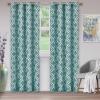 Superior Trellis Collection Quality Soft, Insulated, Thermal, Woven Blackout Grommet Printed Curtain Panel Pair (Set Of 2) 52″ x 84″ – Light Blue(Teal)