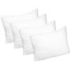 Superior White Down Alternative Pillow 2-Pack, Premium Hypoallergenic Microfiber Fill, Medium Density for Back, Stomach, and Side Sleepers – Standard Size, Striped White(Standard (Set of 4))