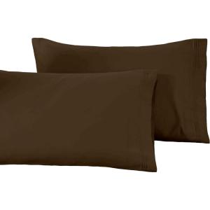100% Egyptian Cotton 1500 Thread Count Oversized Standard Pillowcase Set Solid, White(Mocha)