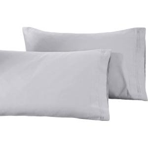 100% Egyptian Cotton 1500 Thread Count Oversized Standard Pillowcase Set Solid, White(Platinum)