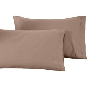 100% Egyptian Cotton 1500 Thread Count Oversized Standard Pillowcase Set Solid, White(Taupe)