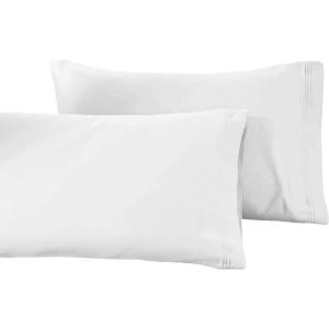 100% Egyptian Cotton 1500 Thread Count Oversized Standard Pillowcase Set Solid, White(White)