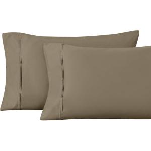 1200 Thread Count 100% Egyptian Cotton, Soft and Breathable, 2-Piece King Pillowcase Set Solid, White(Taupe)