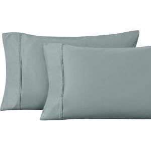 1200 Thread Count 100% Egyptian Cotton, Soft and Breathable, 2-Piece King Pillowcase Set Solid, White(Teal)