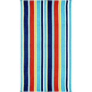 SUPERIOR 100% Cotton Luxury Beach Towels – Oversized Beach Towel, 450 GSM Swim Towel, Red, White, & Blue Ocean Stripes (34″ x 64″)(Stripe Blue)