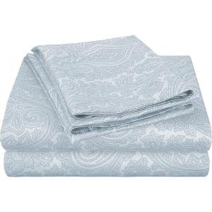 SUPERIOR 3 Piece Cotton Blend Paisley Duvet Cover Set, King/California King, Navy Blue(Blue)