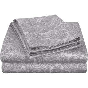 SUPERIOR 3 Piece Cotton Blend Paisley Duvet Cover Set, King/California King, Navy Blue(Dark Grey)