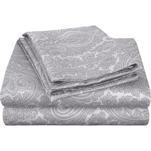 SUPERIOR 3 Piece Cotton Blend Paisley Duvet Cover Set, King/California King, Navy Blue(Gray)