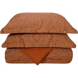 SUPERIOR 3 Piece Cotton Blend Paisley Duvet Cover Set, King/California King, Navy Blue(Pumpkin)