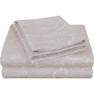 SUPERIOR 3 Piece Cotton Blend Paisley Duvet Cover Set, King/California King, Navy Blue(White)