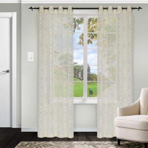 SUPERIOR Argyle Sheers Grommet Header Set of 2 Curtain Panels, Linen(Linen)