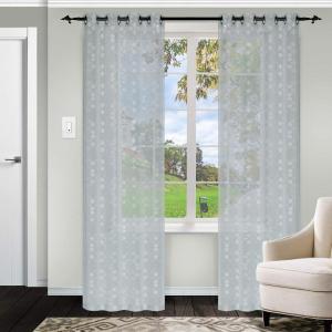 SUPERIOR Argyle Sheers Grommet Header Set of 2 Curtain Panels, Linen(Mint)