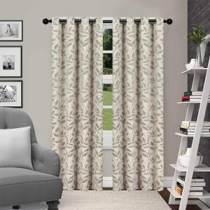 SUPERIOR Blackout Curtains, Room Darkening Window Accent for Bedroom, Sun Blocking, Thermal, Modern Bohemian Curtains, Leaves Collection, Set of 2 Panels, Rod Pocket – 52 in x 84 in, Ivory