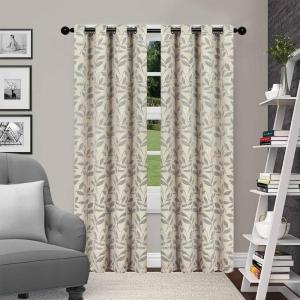 SUPERIOR Blackout Curtains, Room Darkening Window Accent for Bedroom, Sun Blocking, Thermal, Modern Bohemian Curtains, Leaves Collection, Set of 2 Panels, Rod Pocket – 52 in x 108 in, Ivory