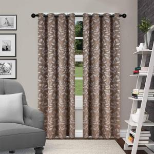 SUPERIOR Blackout Curtains, Room Darkening Window Accent for Bedroom, Sun Blocking, Thermal, Modern Bohemian Curtains, Leaves Collection, Set of 2 Panels, Rod Pocket – 52 in x 63 in, Copper