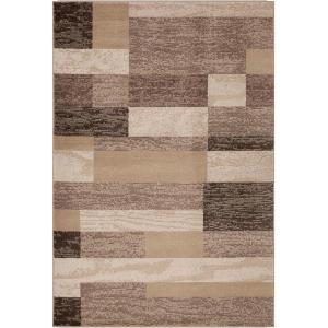 SUPERIOR Indoor Area Rug, Foam Backed, Modern Geometric Patchwork Floor Decor for Bedroom, Office, Living Room, Entryway, Hardwood Floors, Rockwood Collection, 10′ x 14′, Chocolate(Beige)