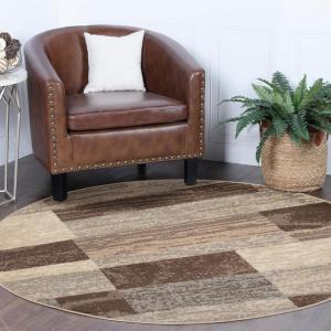SUPERIOR Indoor Area Rug, Foam Backed, Modern Geometric Patchwork Floor Decor for Bedroom, Office, Living Room, Entryway, Hardwood Floors, Rockwood Collection, 10′ x 14′, Chocolate(Slate – Z)