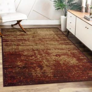 SUPERIOR Indoor Area Rug, Jute Backed Modern Abstract Rugs for Living Room, Dining, Kitchen, Office, Bedroom, Hardwood Floor Decor, Afton Collection Auburn – 2’7″x8′(Auburn)