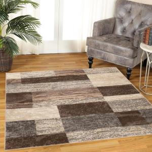 SUPERIOR Indoor Area Rug, Jute Backed, Modern Geometric Patchwork Floor Decor for Bedroom, Office, Living Room, Entryway, Hardwood Floors, Rockwood Collection, 6′ x 9′, Slate(Slate – Z)