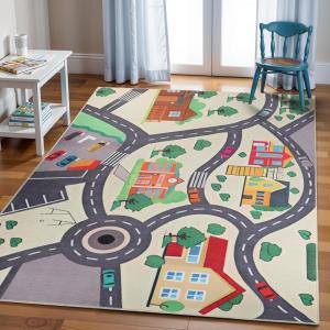 SUPERIOR Kids Indoor Area Rug, Elephant Design, Cute Rugs for Bedroom, Nursery, Playroom, Living Room, Entryway, Unique Accent, Soft Cotton Backed Rugs, Nursery Collection, 4′ x 6′, Baby Blue(Green Multicolor)