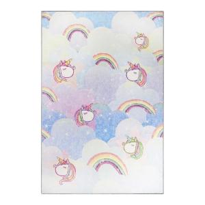 SUPERIOR Kids Indoor Area Rug, Elephant Design, Cute Rugs for Bedroom, Nursery, Playroom, Living Room, Entryway, Unique Accent, Soft Cotton Backed Rugs, Nursery Collection, 4′ x 6′, Baby Blue(Unicorn – Sapphire Blue)