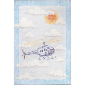 SUPERIOR Kids Indoor Area Rug, Elephant Design, Cute Rugs for Bedroom, Nursery, Playroom, Living Room, Entryway, Unique Accent, Soft Cotton Backed Rugs, Nursery Collection, 4′ x 6′, Baby Blue(Traveler – Cerulean Blue)