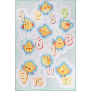 SUPERIOR Kids Indoor Area Rug, Elephant Design, Cute Rugs for Bedroom, Nursery, Playroom, Living Room, Entryway, Unique Accent, Soft Cotton Backed Rugs, Nursery Collection, 4′ x 6′, Baby Blue(Playtime – Aquamarine)