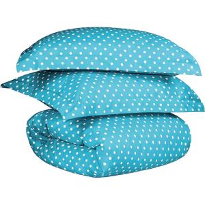 SUPERIOR Polka Dot Duvet Cover Set, Cotton Blend Bedding Sets, Soft and Wrinkle Resistant Duvet Cover with Matching Pillow Sham – Twin, Grey(Aqua)