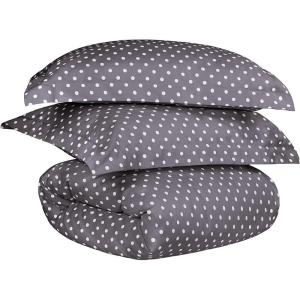SUPERIOR Polka Dot Duvet Cover Set, Cotton Blend Bedding Sets, Soft and Wrinkle Resistant Duvet Cover with Matching Pillow Sham – Twin, Grey(Grey)