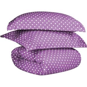 SUPERIOR Polka Dot Duvet Cover Set, Cotton Blend Bedding Sets, Soft and Wrinkle Resistant Duvet Cover with Matching Pillow Sham – Twin, Grey(Lilac)