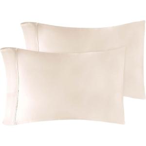 Standard Pillowcases 300-Thread Long-Staple Combed Cotton Sateen, 2-Piece Set, White(Ivory)