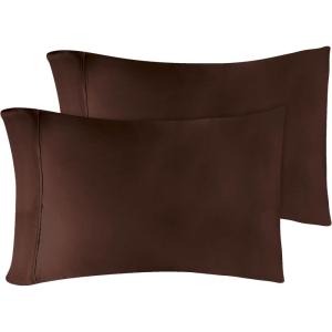Standard Pillowcases 300-Thread Long-Staple Combed Cotton Sateen, 2-Piece Set, White(Mocha)