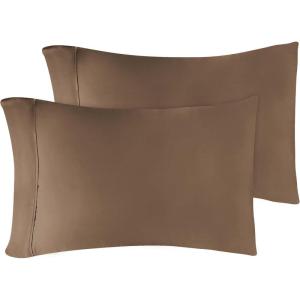 Standard Pillowcases 300-Thread Long-Staple Combed Cotton Sateen, 2-Piece Set, White(Taupe)