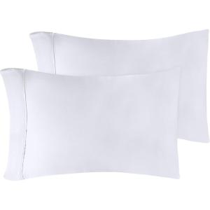 Standard Pillowcases 300-Thread Long-Staple Combed Cotton Sateen, 2-Piece Set, White(White)