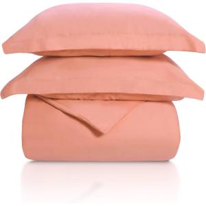 Superior 100% Cotton, 300 Thread Count Wrinkle Free, Easy Care 3 Piece – King/California King Duvet Cover Set, Ivory(Coral)