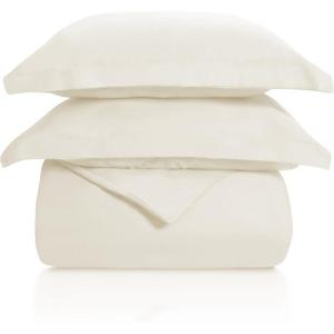 Superior 100% Cotton, 300 Thread Count Wrinkle Free, Easy Care 3 Piece – King/California King Duvet Cover Set, Ivory(Ivory)