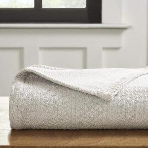 Superior 100% Cotton Toros Textured Blanket All Season Premium Thermal Blanket Woven Reversible Ultra-Soft and Warm Cotton Blankt for Bed/Couch, Waffle Stitch Collection, Full/Queen, Turquoise(Silver)