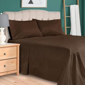 Superior 100% Egyptian Cotton 300 Thread Count Striped Bed Sheet Set, 1 Elastic Deep Pocket Fitted Sheet, 1 Flat Sheet, 2 Pillowcases, Soft Bedding, Sateen Weave, Hunter Green, Queen(Mocha)
