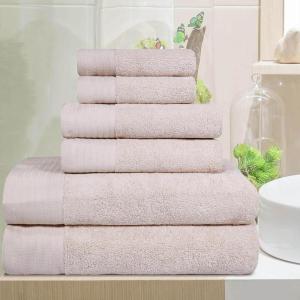 Superior 100% Egyptian Cotton 500 GSM 6 Piece Towel Set, 2 Face, 2 Hand, 2 Towels, Ideal For Bathroom, Kitchen or Beach, Quick Dry, Jacquard and Solid, Mid-Weight, Coral(Ivory)