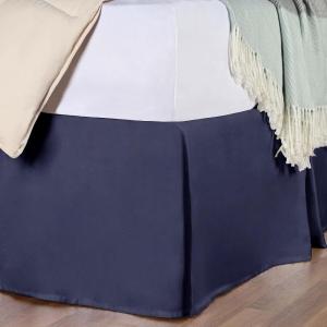 Superior 100% Premium Combed Cotton, Bed Skirt with 15″ Drop, Classic Pleated Sides and Split Corners to Accommodate Bed Posts, Red – King(Navy Blue)
