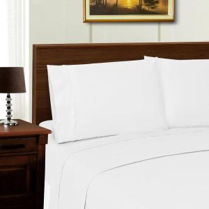 Superior 1000 Thread Count Lyocell Blend Sheet Set, Bedroom Decor 4-Piece Set Includes 1 Deep Pocket Fitted Sheet, 1 Flat Sheet, 2 Pillowcases, Aesthetic Bedding Essentials, Pink, King(White)