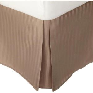 Superior 1500 Series 100% Microfiber Pleated Twin XL Bed Skirt Stripe, Navy Blue – 15 Inch Drop and 100% Microfiber(Taupe)