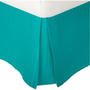 Superior 1500 Series 100% Microfiber Pleated Twin XL Bed Skirt Stripe, Navy Blue – 15 Inch Drop and 100% Microfiber(Teal)